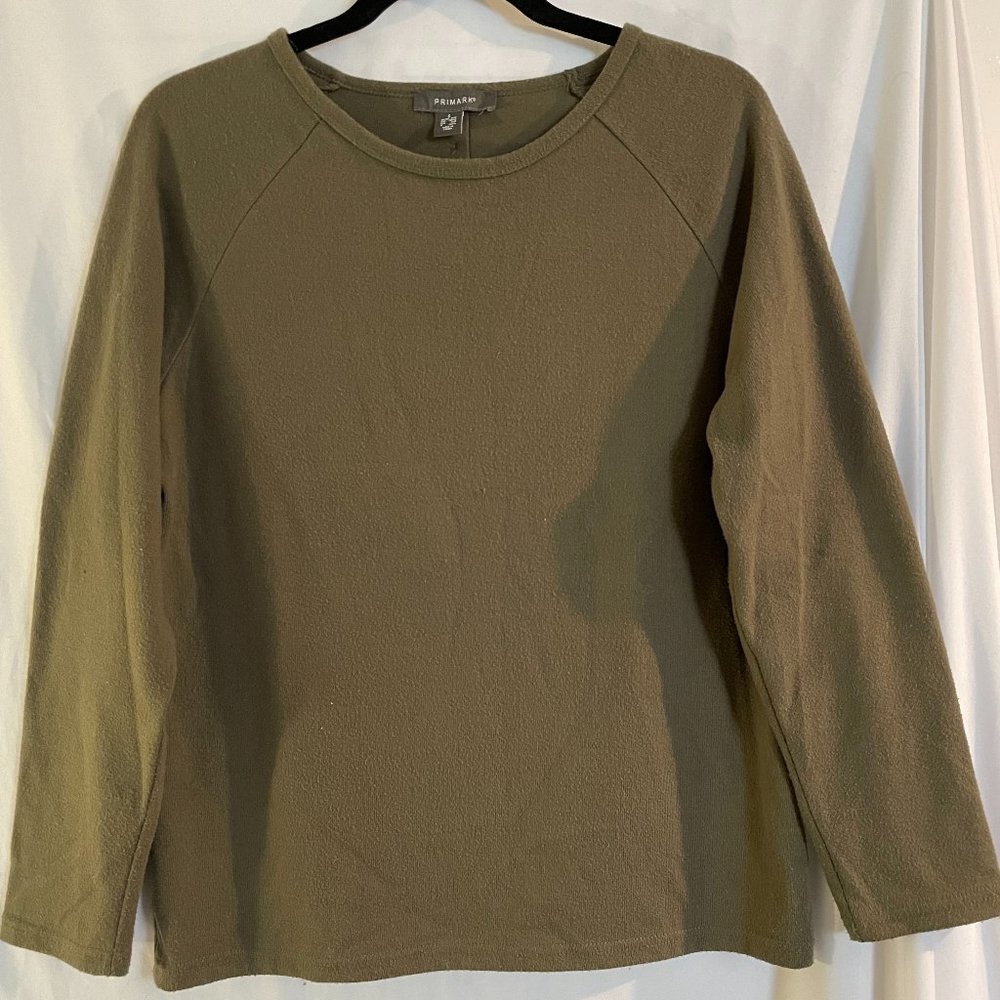 Primark Army Green Sweater with Buttons Down Back Women's Small S
